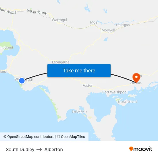 South Dudley to Alberton map