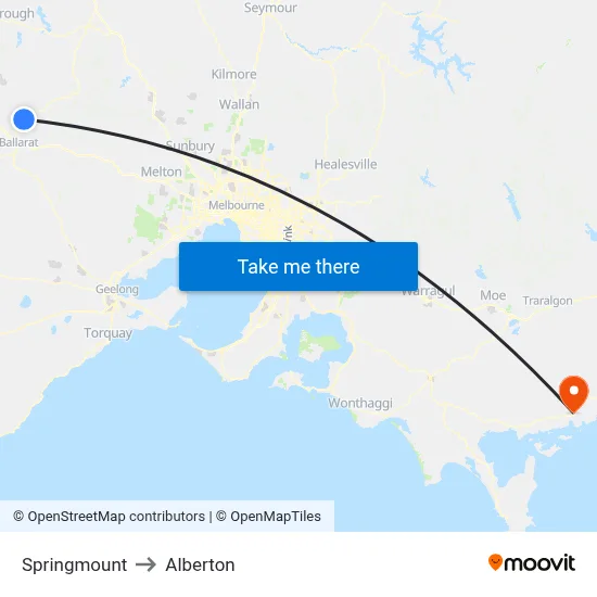 Springmount to Alberton map