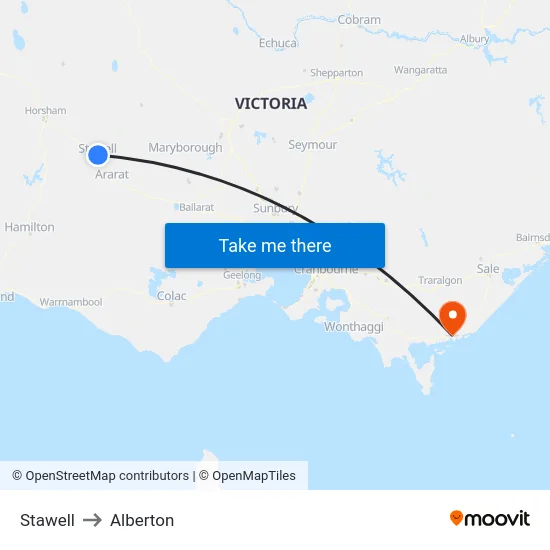 Stawell to Alberton map