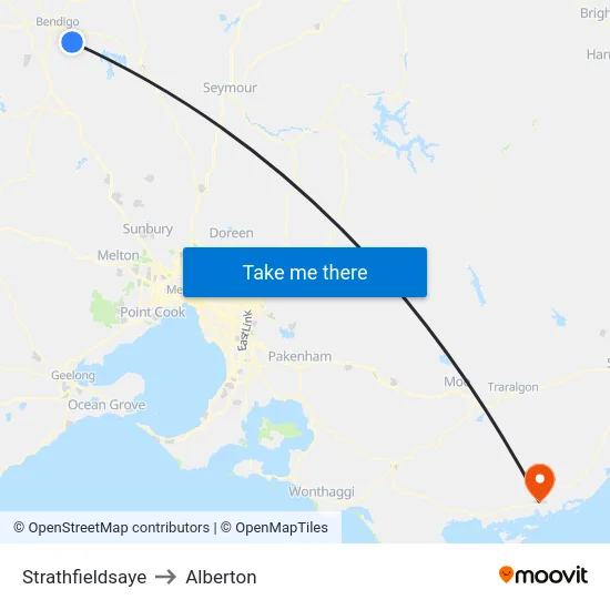 Strathfieldsaye to Alberton map