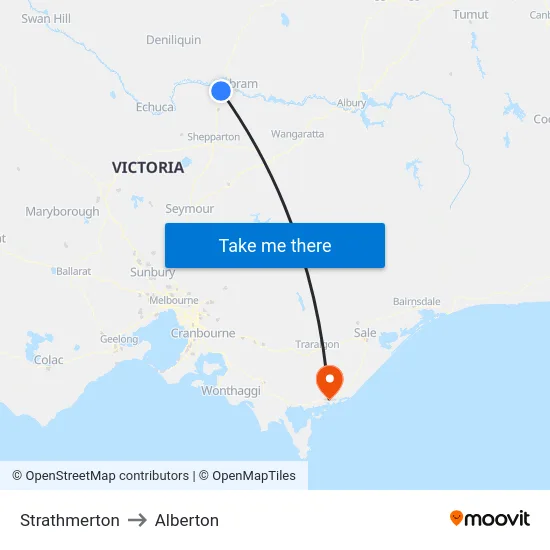 Strathmerton to Alberton map