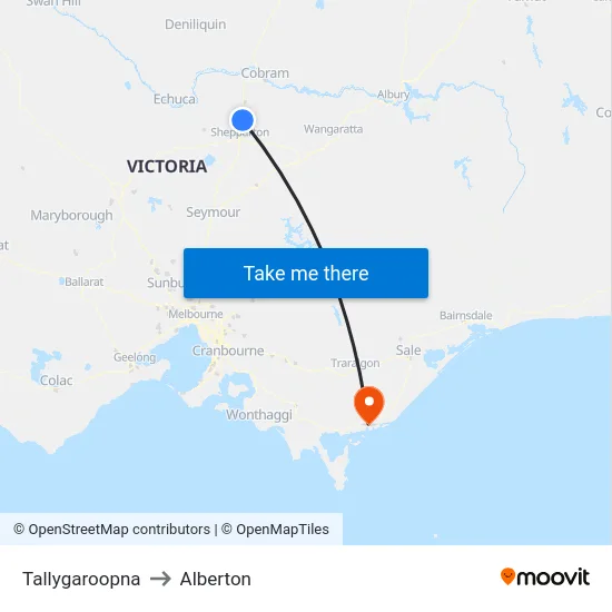 Tallygaroopna to Alberton map