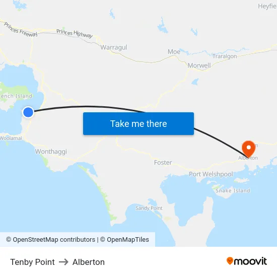 Tenby Point to Alberton map