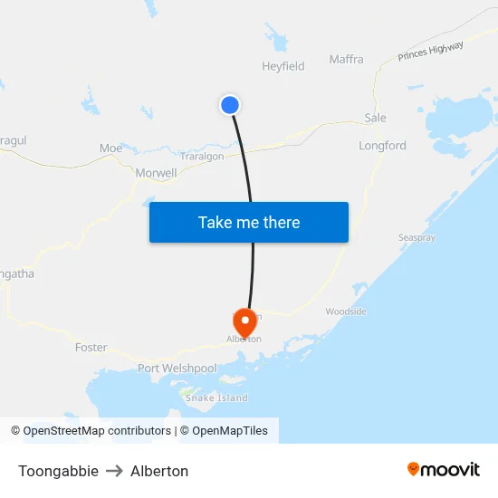 Toongabbie to Alberton map