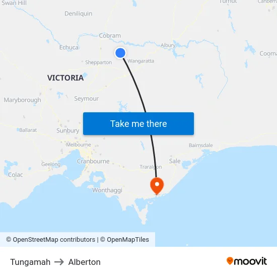 Tungamah to Alberton map