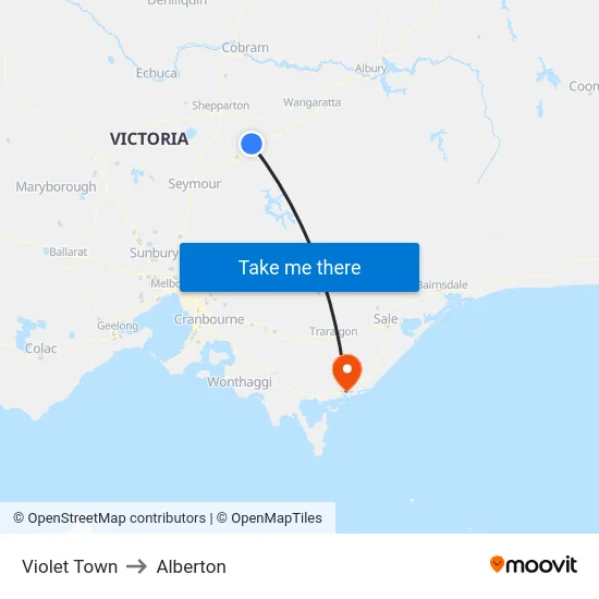 Violet Town to Alberton map