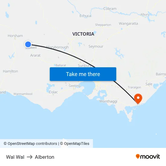 Wal Wal to Alberton map
