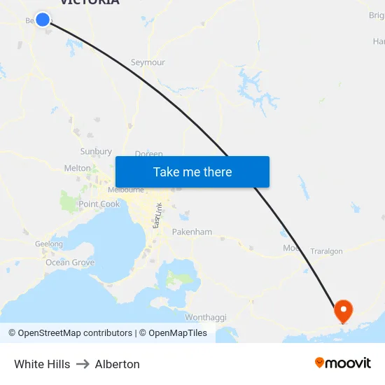 White Hills to Alberton map