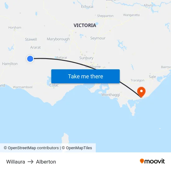 Willaura to Alberton map