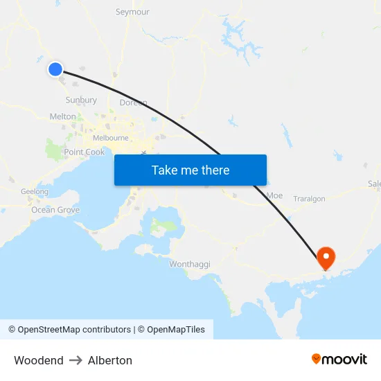 Woodend to Alberton map