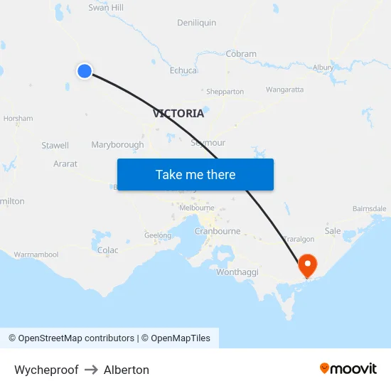 Wycheproof to Alberton map