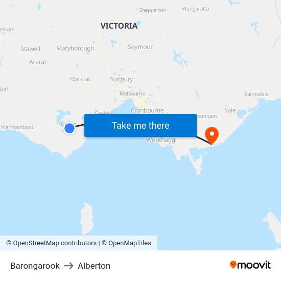 Barongarook to Alberton map