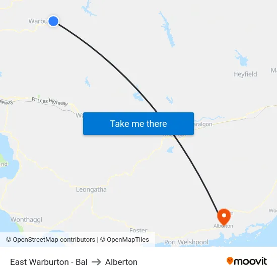 East Warburton - Bal to Alberton map