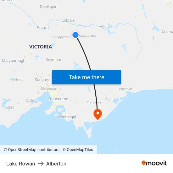 Lake Rowan to Alberton map