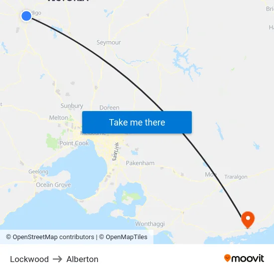 Lockwood to Alberton map