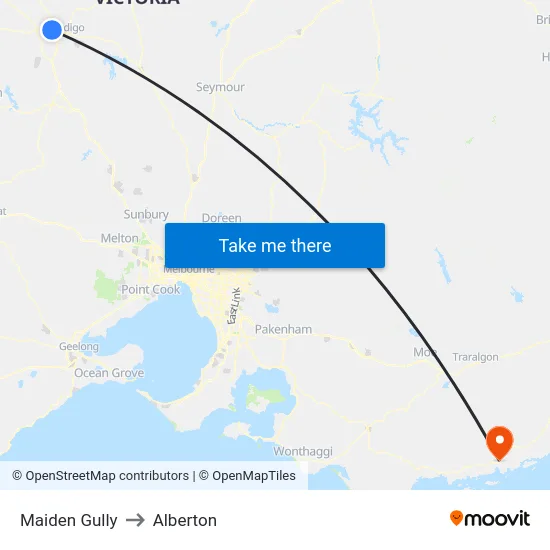 Maiden Gully to Alberton map