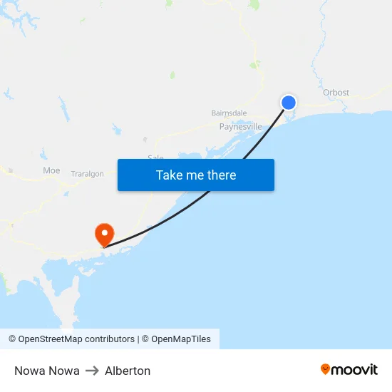 Nowa Nowa to Alberton map