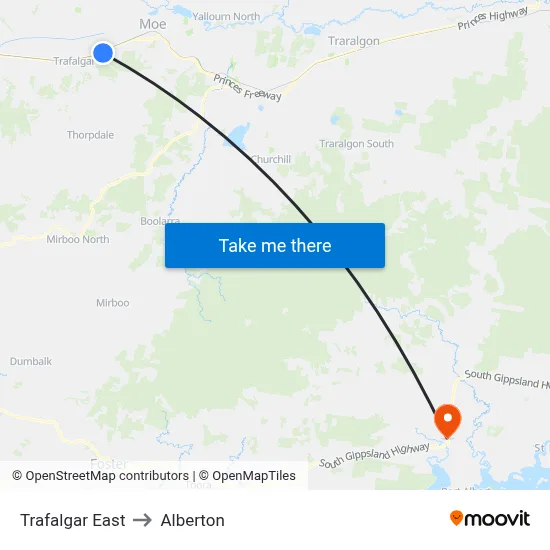 Trafalgar East to Alberton map