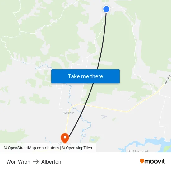 Won Wron to Alberton map