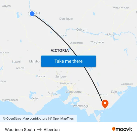 Woorinen South to Alberton map