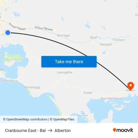 Cranbourne East - Bal to Alberton map