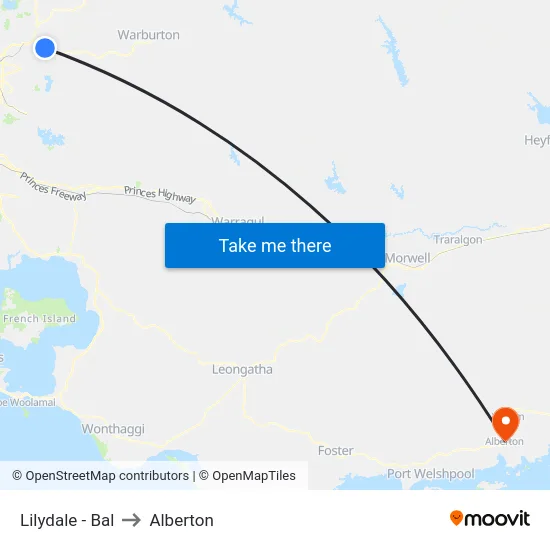 Lilydale - Bal to Alberton map