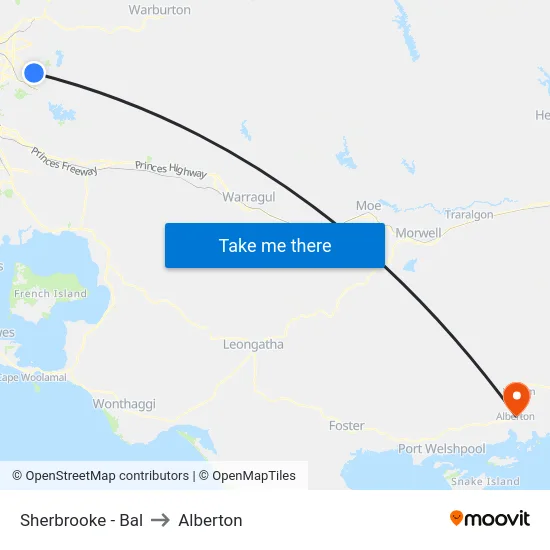 Sherbrooke - Bal to Alberton map