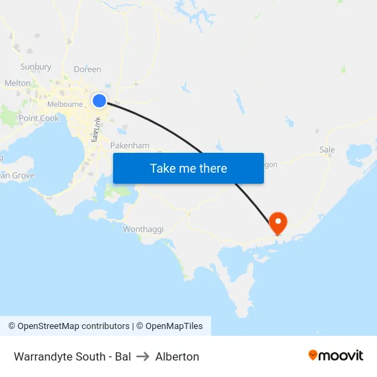 Warrandyte South - Bal to Alberton map