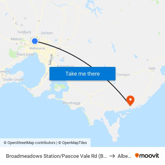 Broadmeadows Station/Pascoe Vale Rd (Broadmeadows) to Alberton map