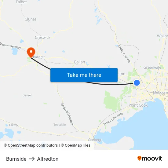Burnside to Alfredton map