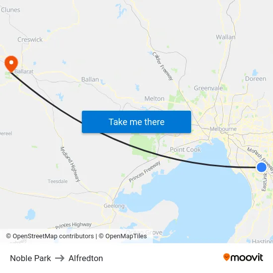 Noble Park to Alfredton map