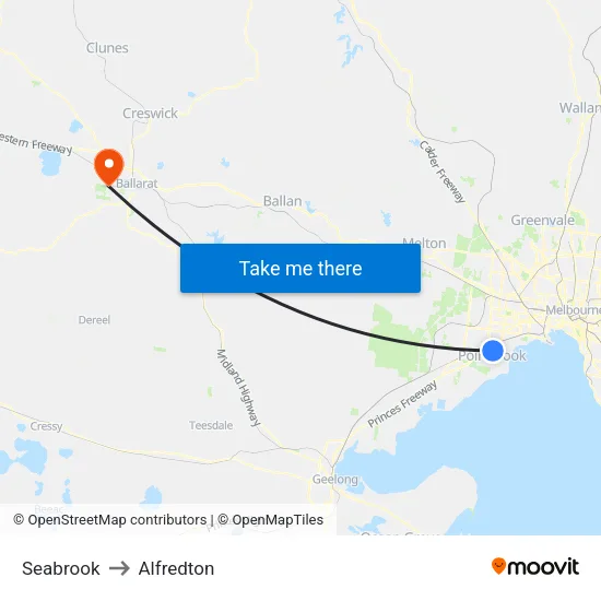 Seabrook to Alfredton map