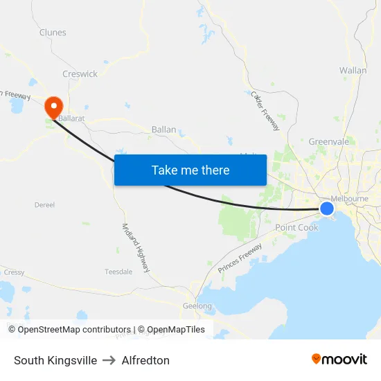 South Kingsville to Alfredton map