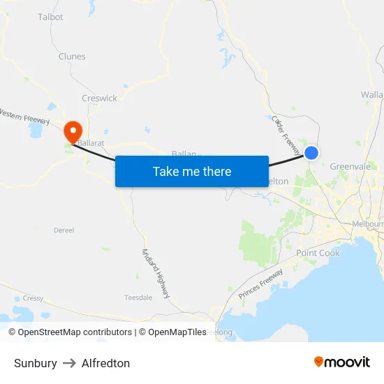 Sunbury to Alfredton map