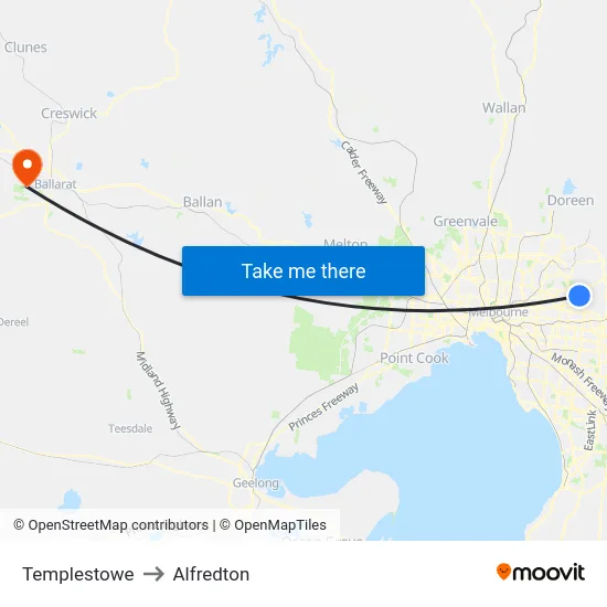 Templestowe to Alfredton map