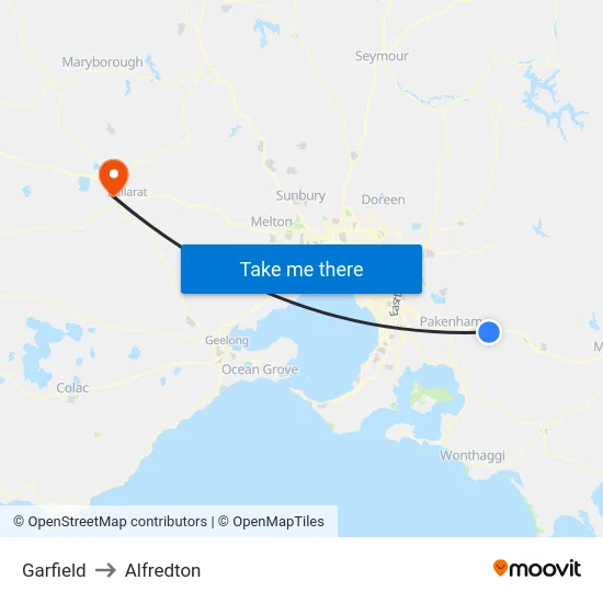 Garfield to Alfredton map