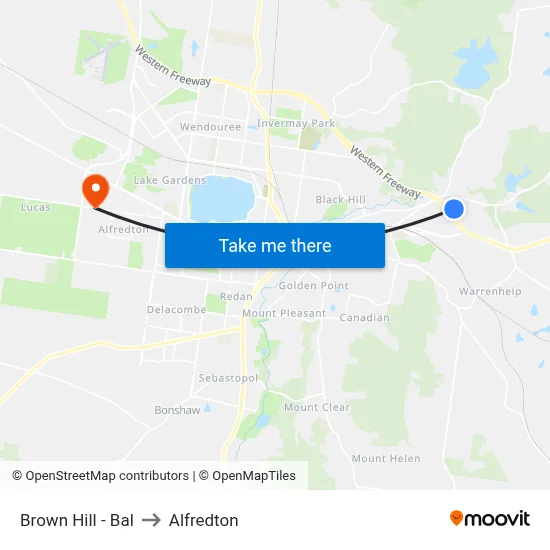 Brown Hill - Bal to Alfredton map