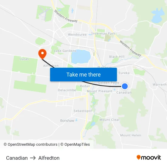 Canadian to Alfredton map