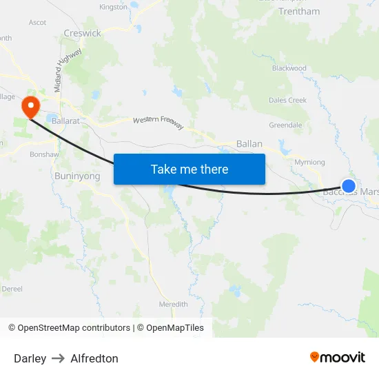 Darley to Alfredton map