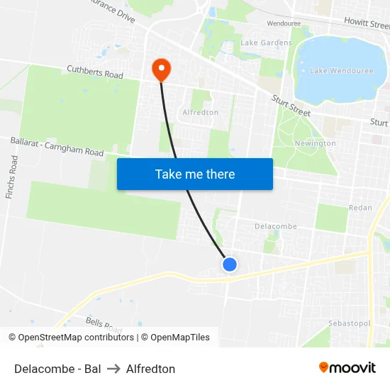 Delacombe - Bal to Alfredton map