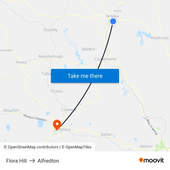 Flora Hill to Alfredton map