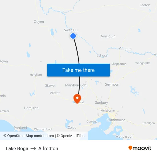 Lake Boga to Alfredton map