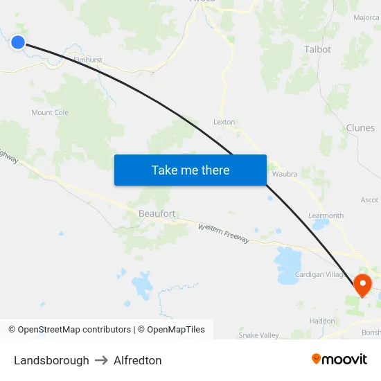 Landsborough to Alfredton map