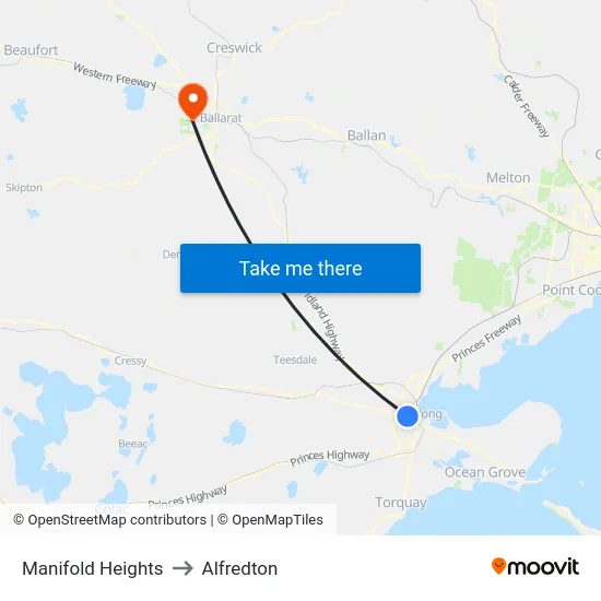 Manifold Heights to Alfredton map