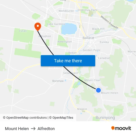Mount Helen to Alfredton map