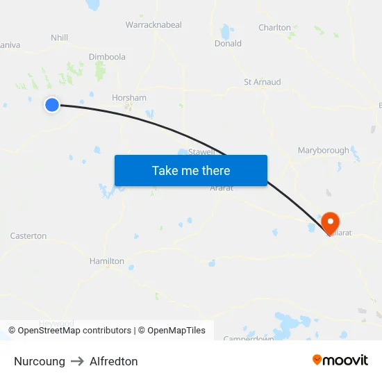 Nurcoung to Alfredton map