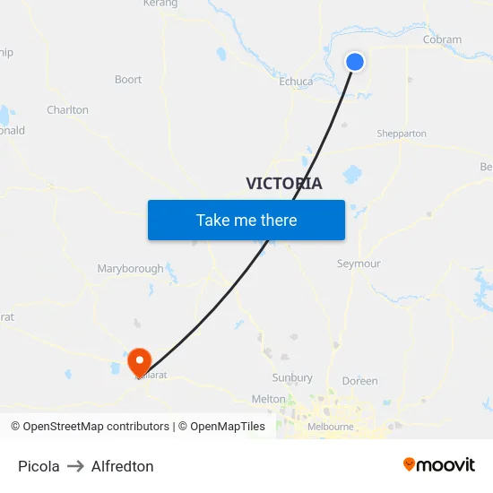 Picola to Alfredton map