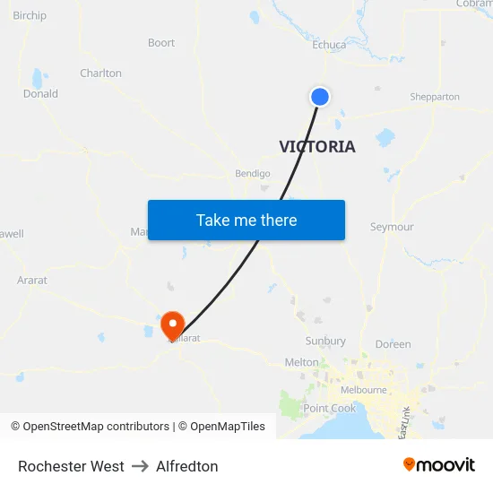 Rochester West to Alfredton map