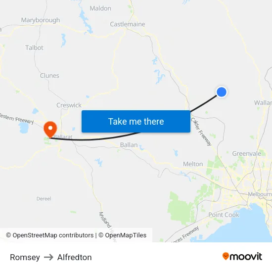 Romsey to Alfredton map