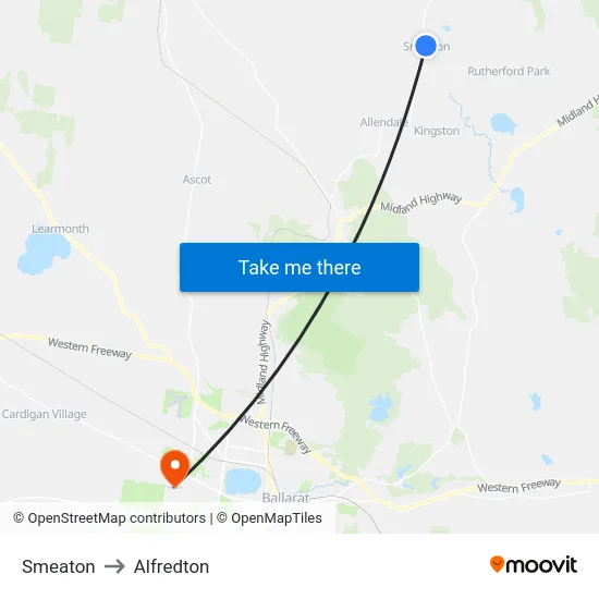 Smeaton to Alfredton map